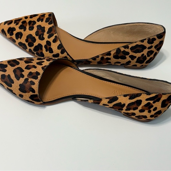 J. Crew Calf Fur Leather Flats Shoes Women’s 7.5 Pointed Toe Animal Print - Picture 4 of 15